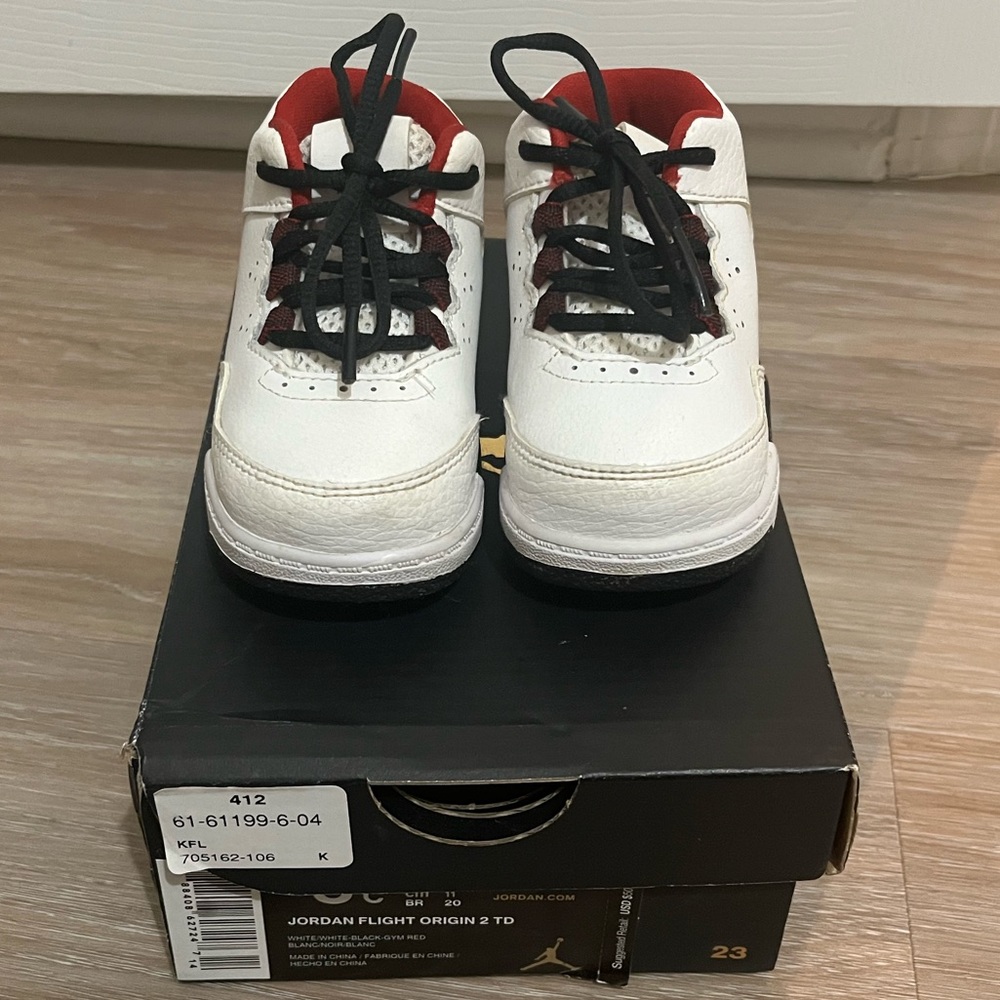 Jordan flight origin 2 TD white black red size 5 toddler